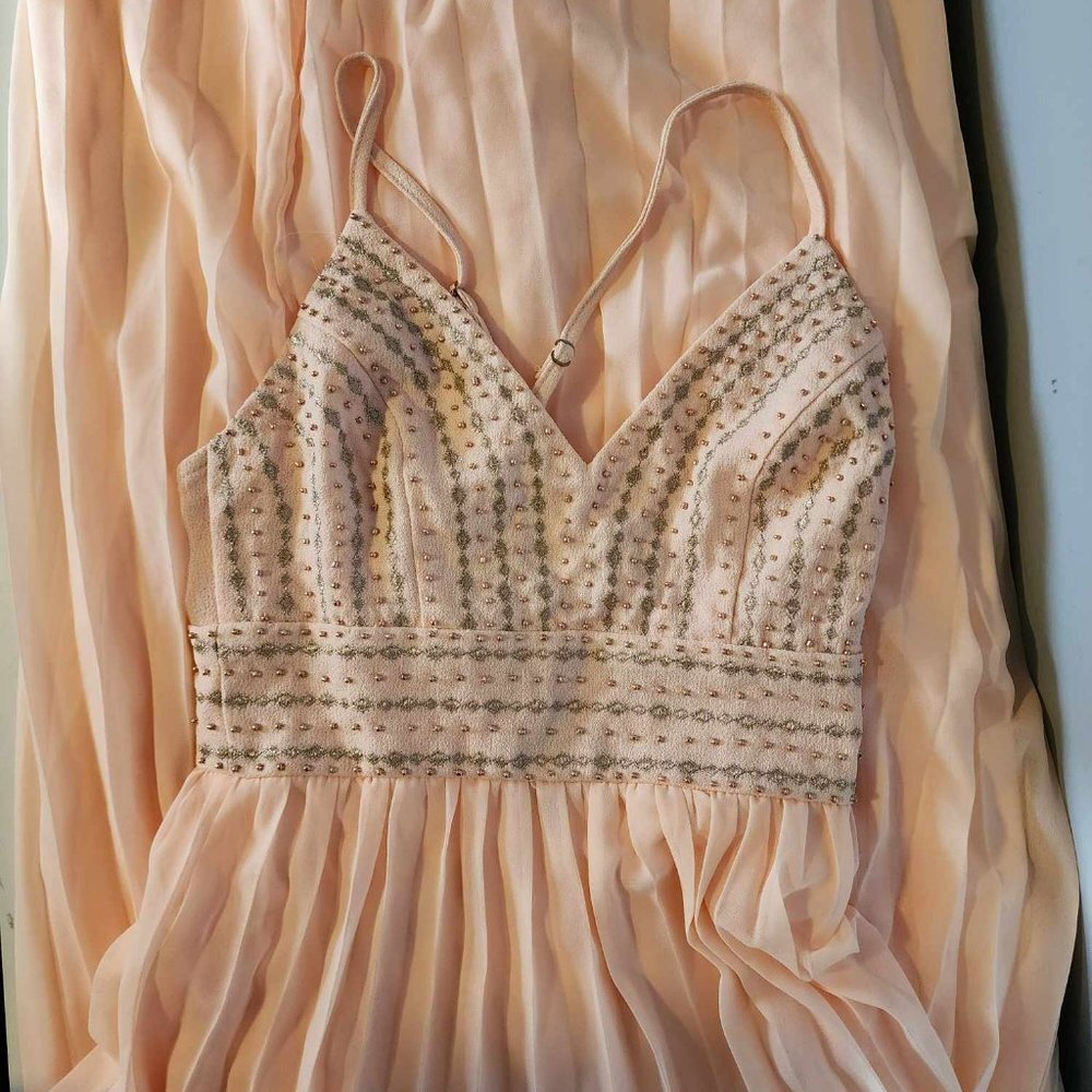 NWT Lulus Peach Spaghetti Strap Long Gown - Picture 2 of 9